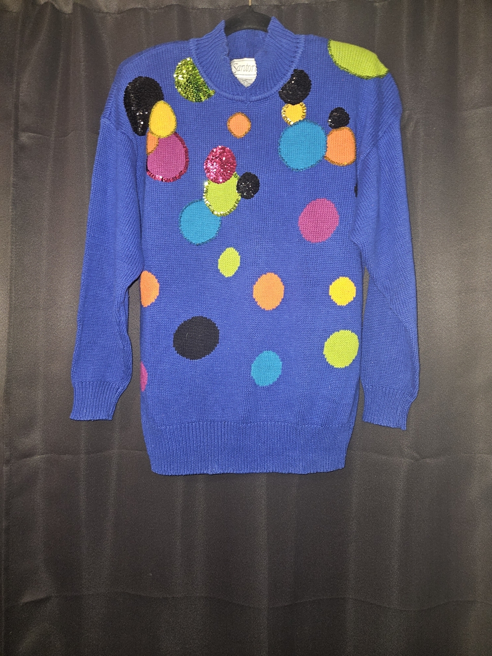 Vintage 90s Santoria Sequin Polka Dot Sweater M